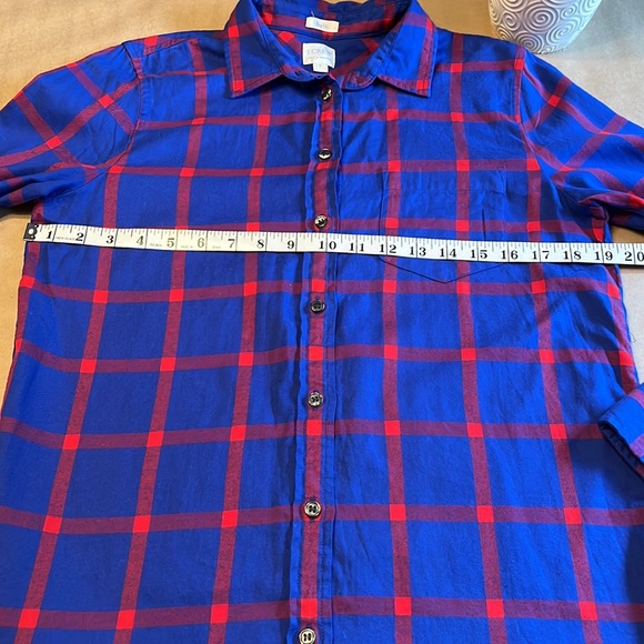 Women’s J Crew Boy Fit Flannel Shirt Size Small Blue and Red - Picture 4 of 8